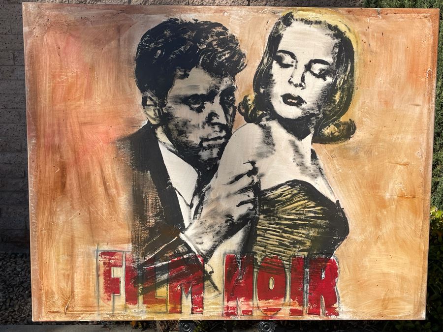 Large Patrick McCarthy Original Signed Silk Screen Mixed Media Artwork On Canvas Titled 'Film Noir' Pop Culture Art (Signed On Back L.A. 2000) 54.5 X 42.5 [Photo 3]