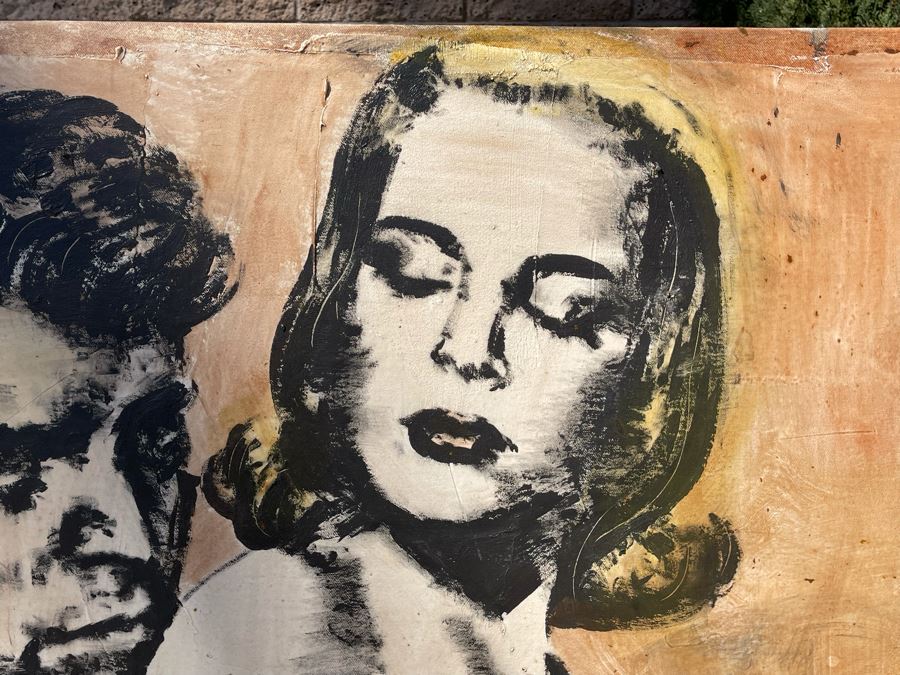 Large Patrick McCarthy Original Signed Silk Screen Mixed Media Artwork On Canvas Titled 'Film Noir' Pop Culture Art (Signed On Back L.A. 2000) 54.5 X 42.5 [Photo 7]