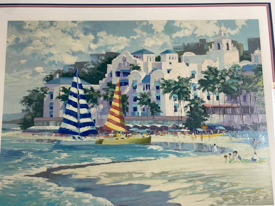 Howard Behrens Framed Large Hand Signed Limited Edition Serigraph Print Titled “Royal Hawaiian” 1989 40 X 29 [Photo 6]