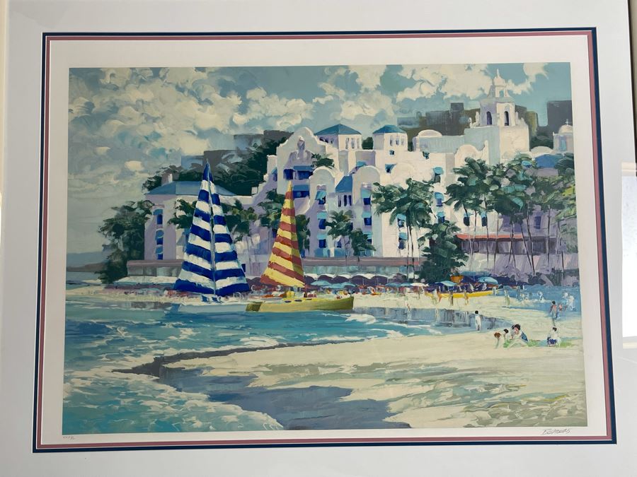 Howard Behrens Framed Large Hand Signed Limited Edition Serigraph Print Titled “Royal Hawaiian” 1989 40 X 29 [Photo 3]