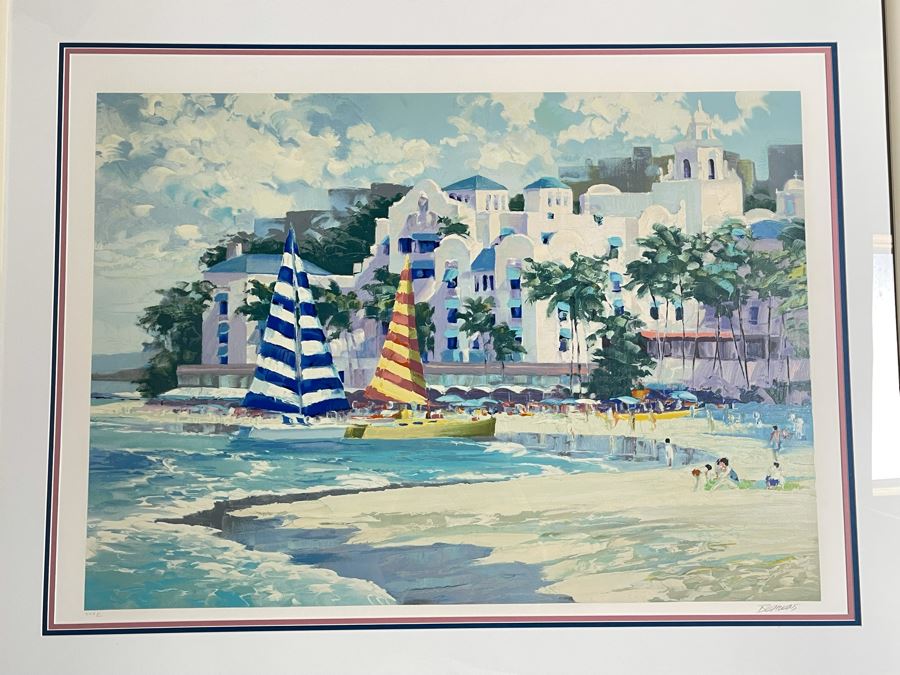 Howard Behrens Framed Large Hand Signed Limited Edition Serigraph Print Titled “Royal Hawaiian” 1989 40 X 29 [Photo 4]