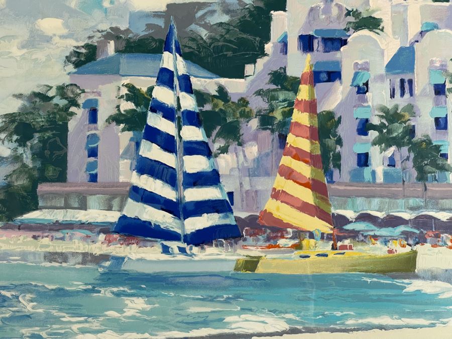Howard Behrens Framed Large Hand Signed Limited Edition Serigraph Print Titled “Royal Hawaiian” 1989 40 X 29 [Photo 5]