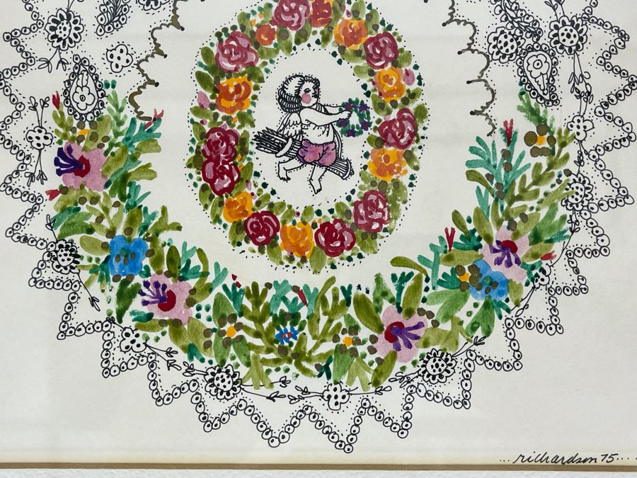 Framed Original Richardson 1975 Cupid Artwork 7.25 X 7.25 [Photo 6]