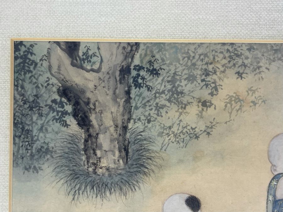 Signed Antique Chinese Watercolor Of Children At Play By Oiwan (T’ung Chih, 1862-1874) Framed 11.75 X 10.75 [Photo 11]
