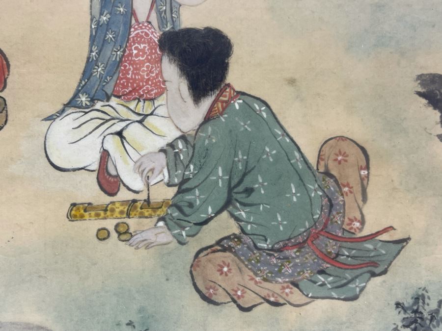 Signed Antique Chinese Watercolor Of Children At Play By Oiwan (T’ung Chih, 1862-1874) Framed 11.75 X 10.75 [Photo 8]