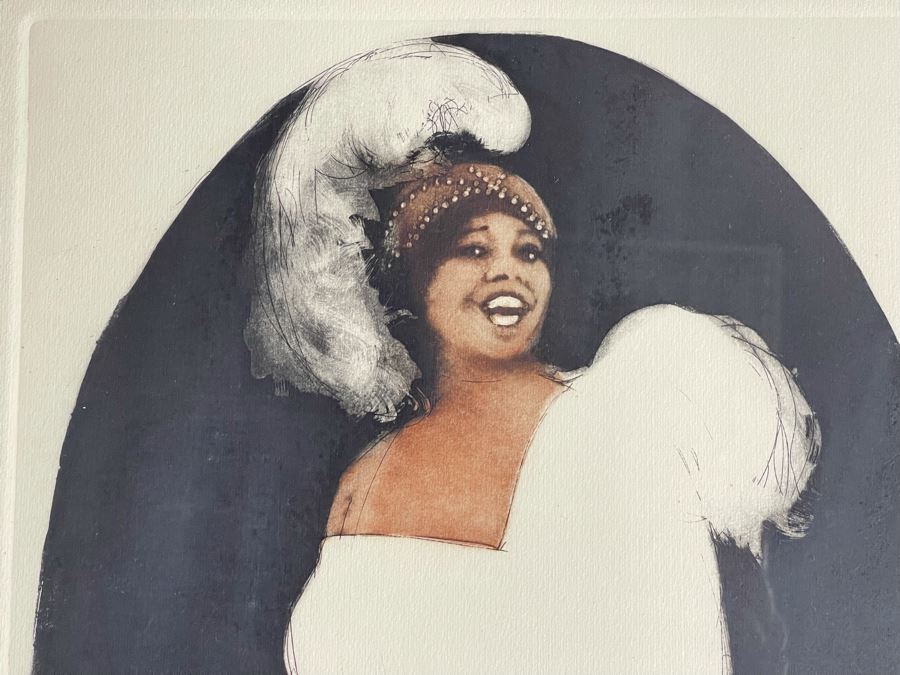 Susan Dysinger Color Etching And Aquatint Print Titled “Empress Of The Blues” Hand Signed Limited Edition 1977 Framed 11.5 X 24 [Photo 4]