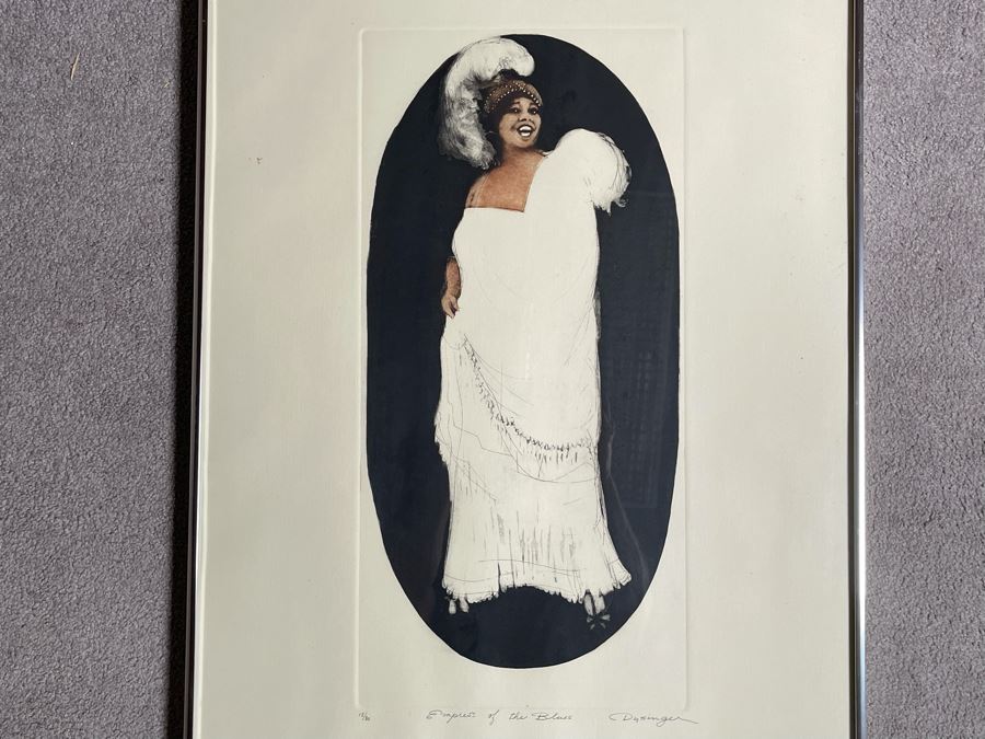 Susan Dysinger Color Etching And Aquatint Print Titled “Empress Of The Blues” Hand Signed Limited Edition 1977 Framed 11.5 X 24 [Photo 3]