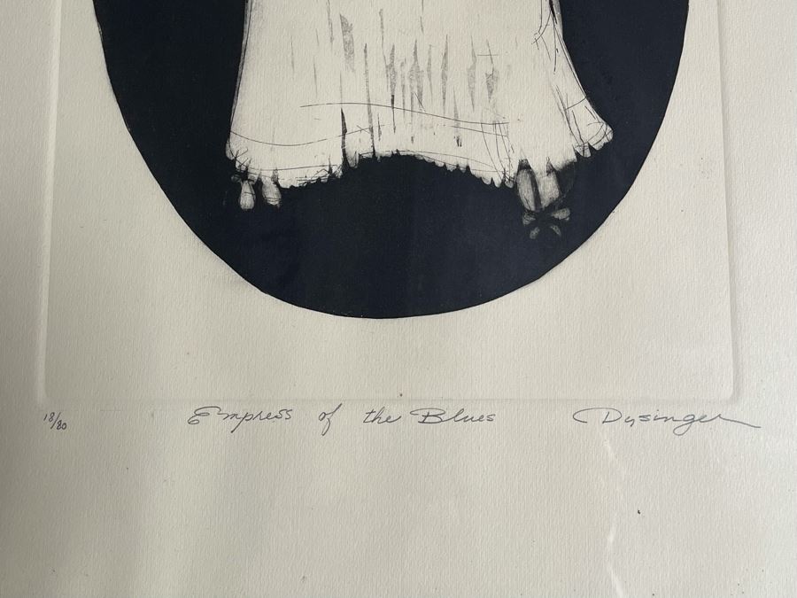 Susan Dysinger Color Etching And Aquatint Print Titled “Empress Of The Blues” Hand Signed Limited Edition 1977 Framed 11.5 X 24 [Photo 8]