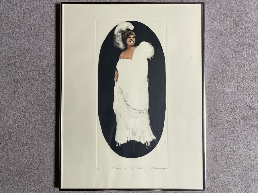 Susan Dysinger Color Etching And Aquatint Print Titled “Empress Of The Blues” Hand Signed Limited Edition 1977 Framed 11.5 X 24 [Photo 2]