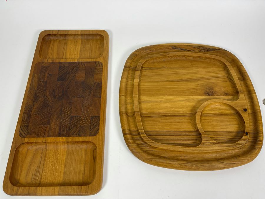 Pair Of Dansk Wooden Trays 17 X 8, 13.5 X 13.5 [Photo 3]