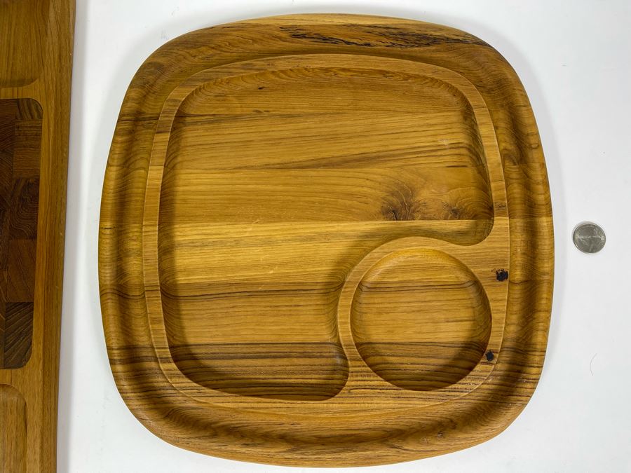 Pair Of Dansk Wooden Trays 17 X 8, 13.5 X 13.5 [Photo 6]