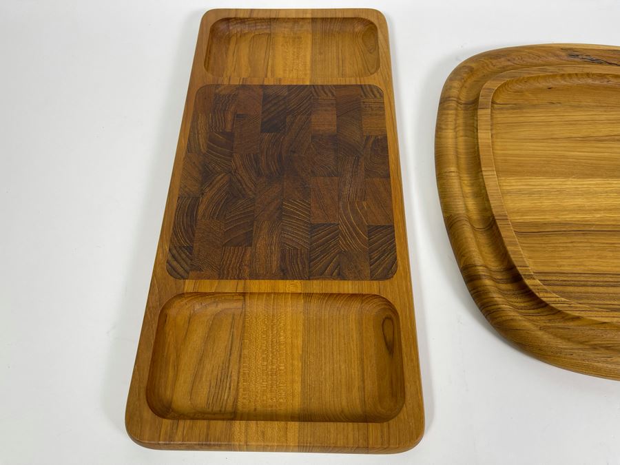 Pair Of Dansk Wooden Trays 17 X 8, 13.5 X 13.5 [Photo 4]