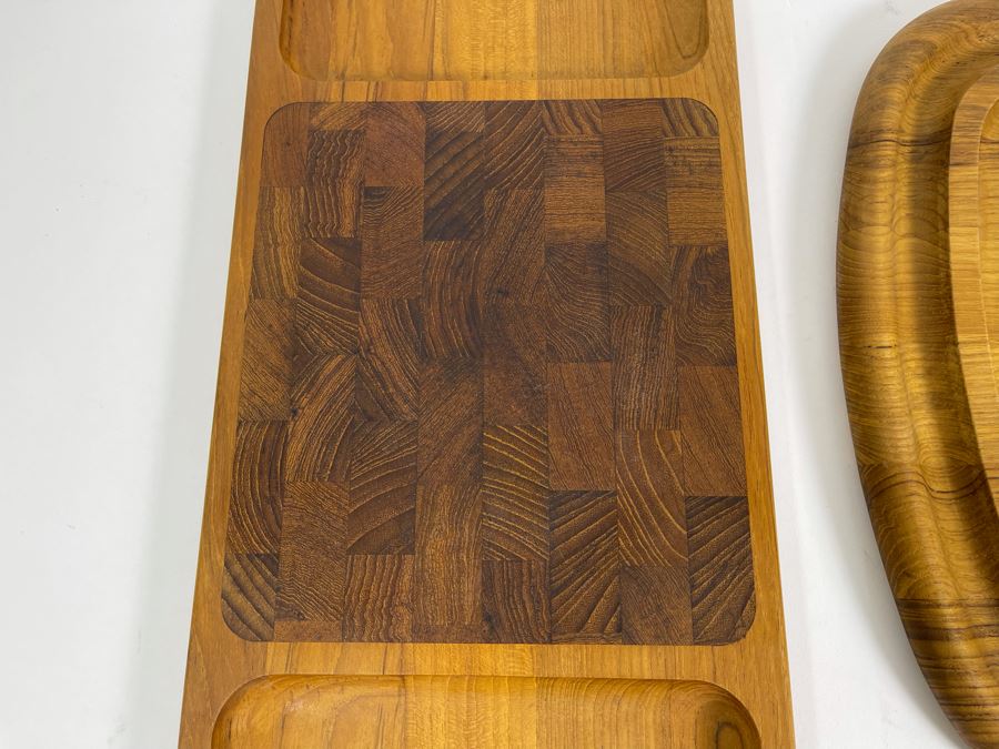 Pair Of Dansk Wooden Trays 17 X 8, 13.5 X 13.5 [Photo 5]