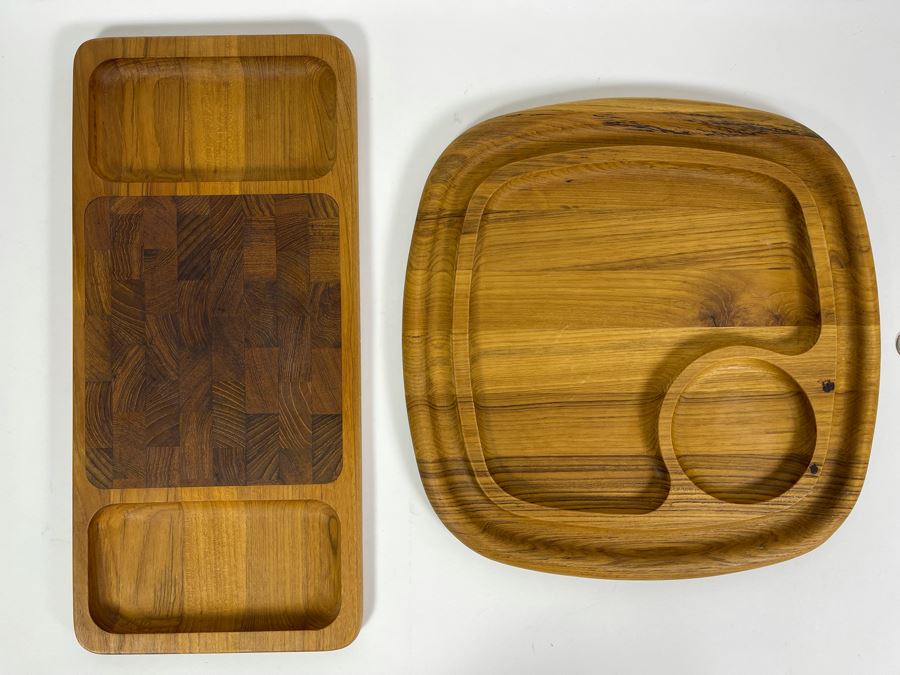 Pair Of Dansk Wooden Trays 17 X 8, 13.5 X 13.5 [Photo 2]