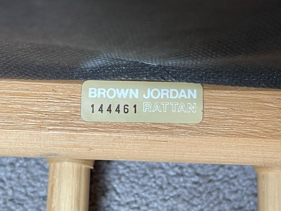 Brown Jordan Rattan Armchair 36W X 32D X 24H With Ottoman 28W X 28D And Pair Of Brown Jordan Side Tables 30W X 30D [Photo 12]