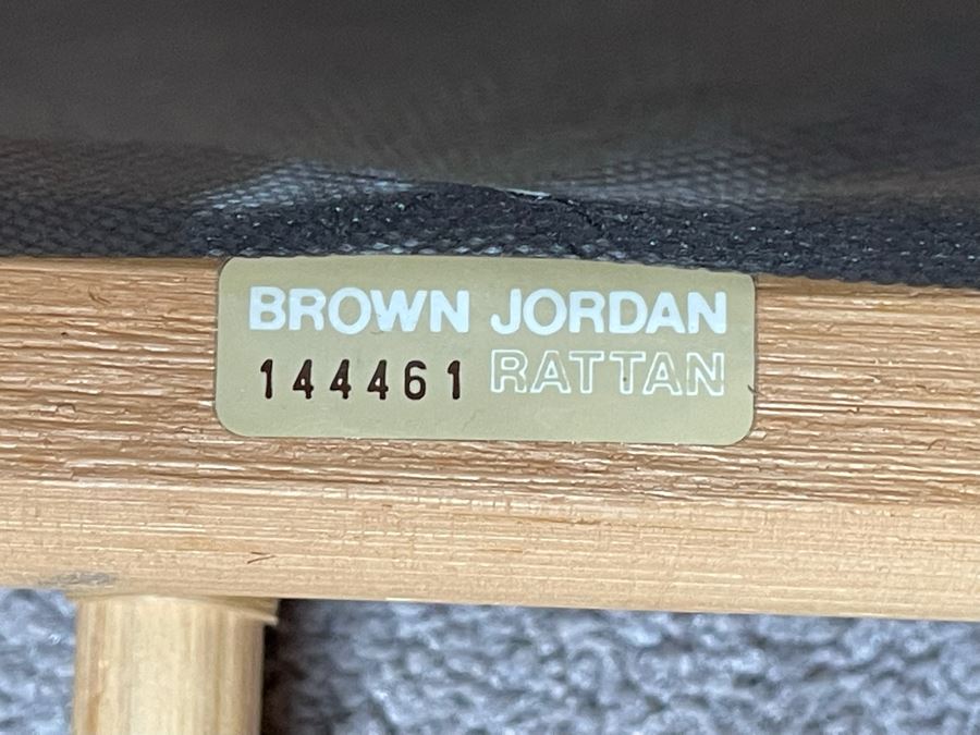 Brown Jordan Rattan Armchair 36W X 32D X 24H With Ottoman 28W X 28D And Pair Of Brown Jordan Side Tables 30W X 30D [Photo 13]