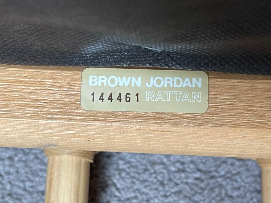 Brown Jordan Rattan Armchair 36W X 32D X 24H With Ottoman 28W X 28D And Pair Of Brown Jordan Side Tables 30W X 30D [Photo 4]