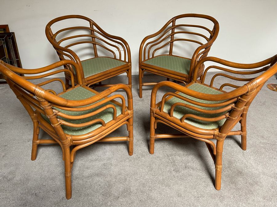 Brown Jordan Rattan Dining Set With Table And Four Chairs 40W X 40D X 29H  [Photo 23]