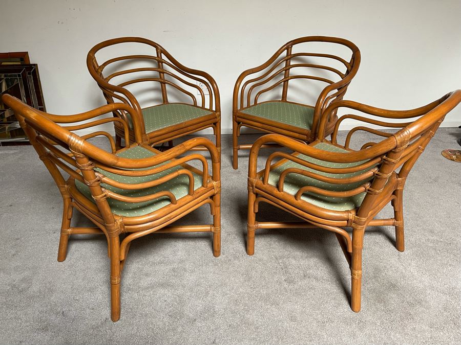 Brown Jordan Rattan Dining Set With Table And Four Chairs 40W X 40D X 29H  [Photo 24]