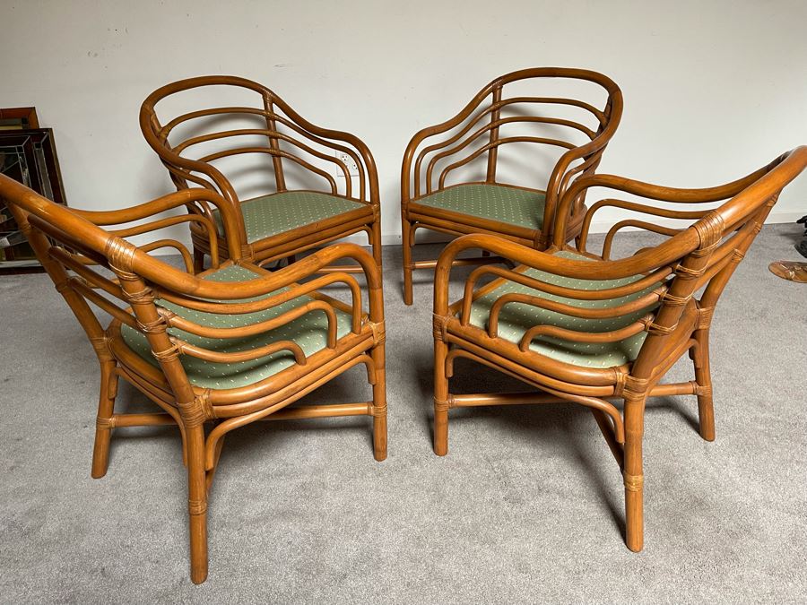 Brown Jordan Rattan Dining Set With Table And Four Chairs 40W X 40D X 29H  [Photo 22]