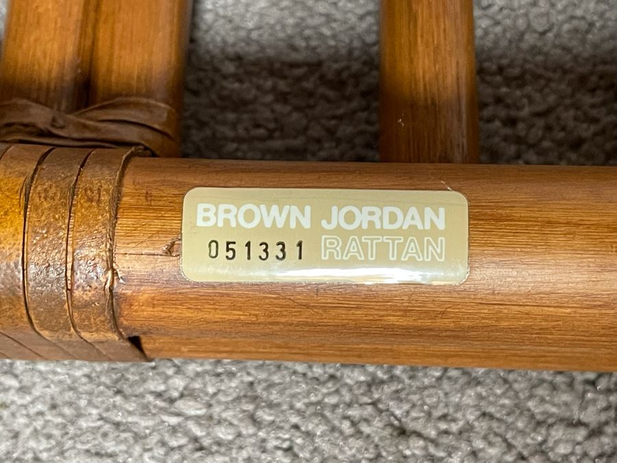 Brown Jordan Rattan Side Table (Needs Glass Top) 27W X 21D X 21H  [Photo 5]