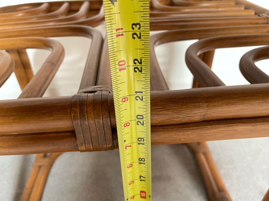 Brown Jordan Rattan Side Table (Needs Glass Top) 27W X 21D X 21H  [Photo 9]