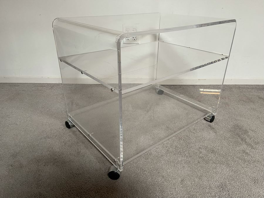 Lucite Table With Shelf On Casters 27W X 19D X 22H [Photo 5]