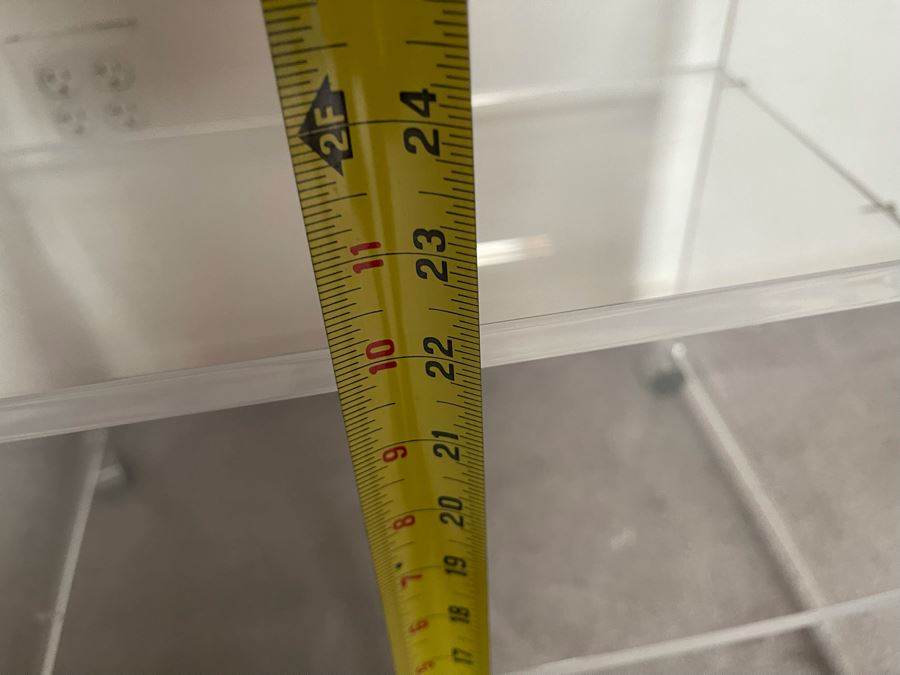 Lucite Table With Shelf On Casters 27W X 19D X 22H [Photo 9]