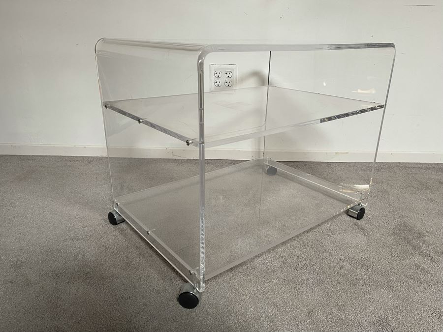 Lucite Table With Shelf On Casters 27W X 19D X 22H [Photo 4]