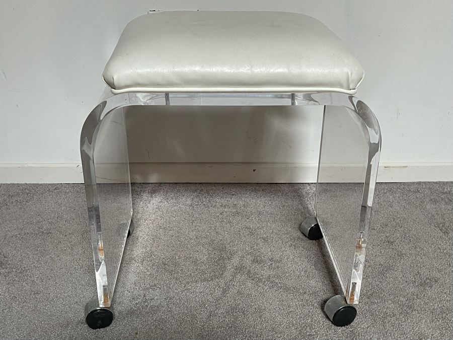 Lucite Stool On Casters 12.5W X 17D X 19H [Photo 3]