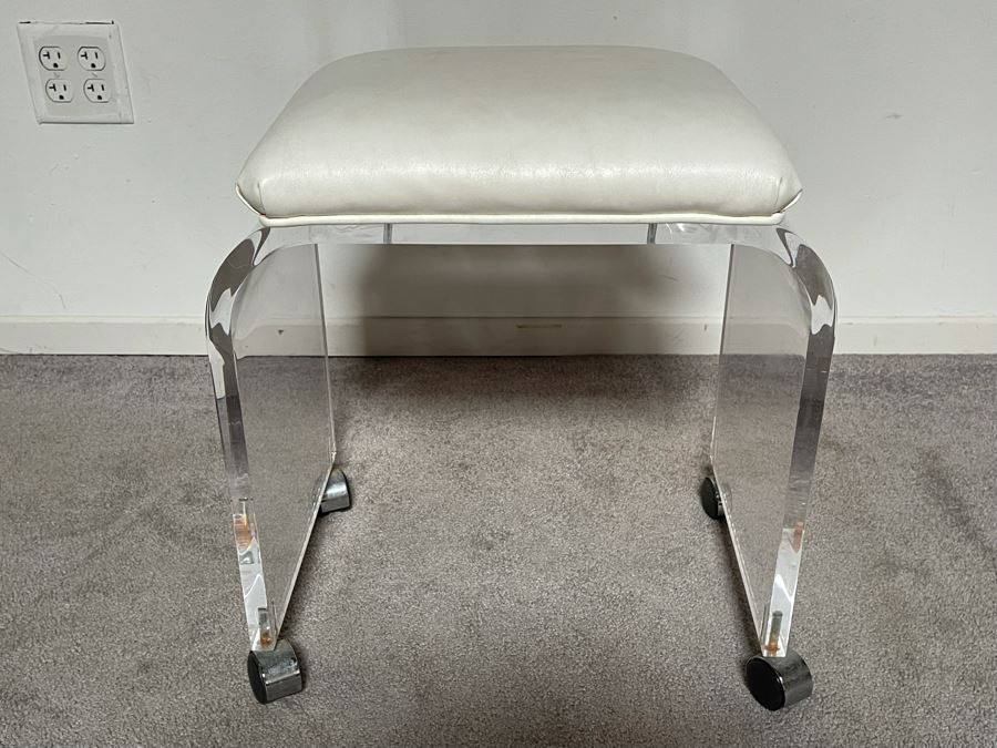 Lucite Stool On Casters 12.5W X 17D X 19H [Photo 7]