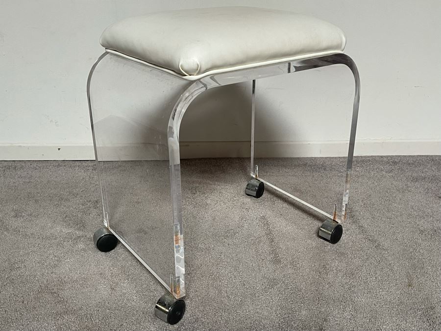 Lucite Stool On Casters 12.5W X 17D X 19H [Photo 4]