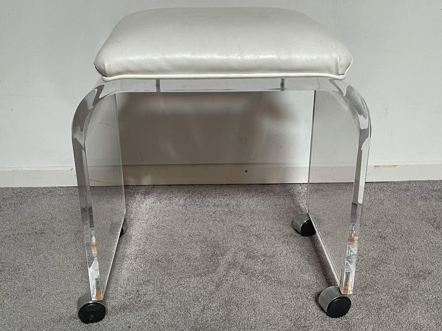 Lucite Stool On Casters 12.5W X 17D X 19H [Photo 2]