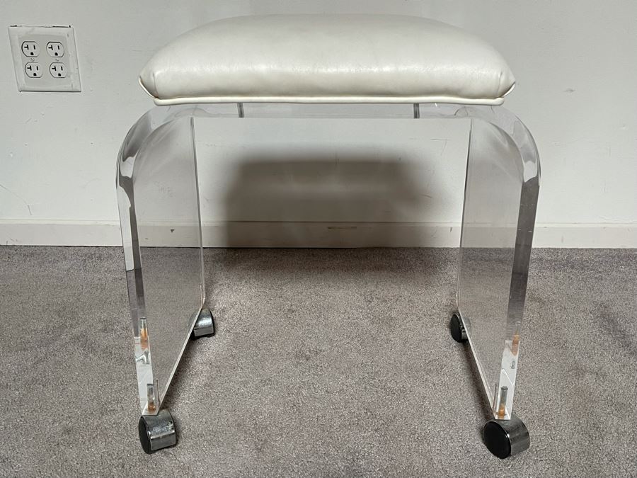 Lucite Stool On Casters 12.5W X 17D X 19H [Photo 6]