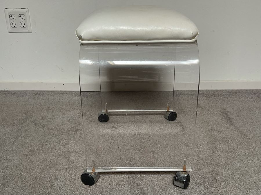 Lucite Stool On Casters 12.5W X 17D X 19H [Photo 5]