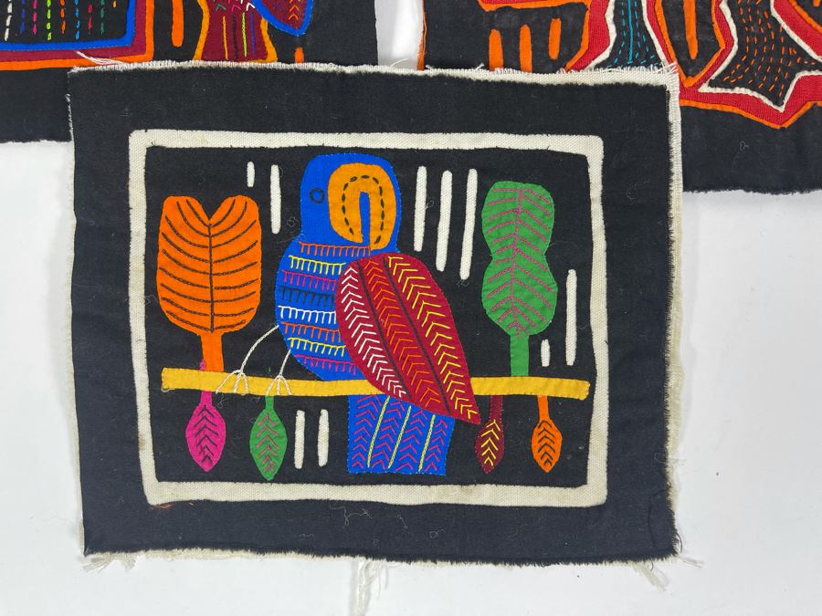 Collection Of Three Vintage Handmade Mola Panama Folk Art Animal Embroideries (Largest Is 17 X 14) [Photo 5]