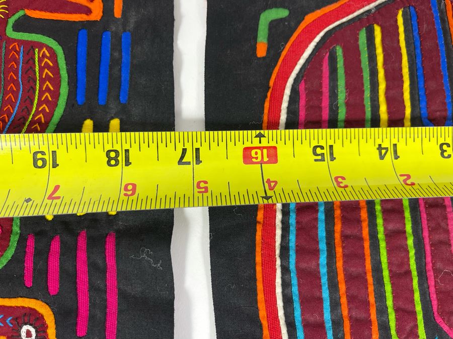 Collection Of Three Vintage Handmade Mola Panama Folk Art Animal Embroideries (Largest Is 17 X 14) [Photo 7]