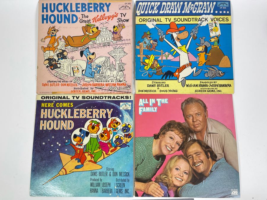 Vintage Vinyl Records: Hanna-Barbera Huckleberry Hound, Quick Draw McGraw, All In The Family