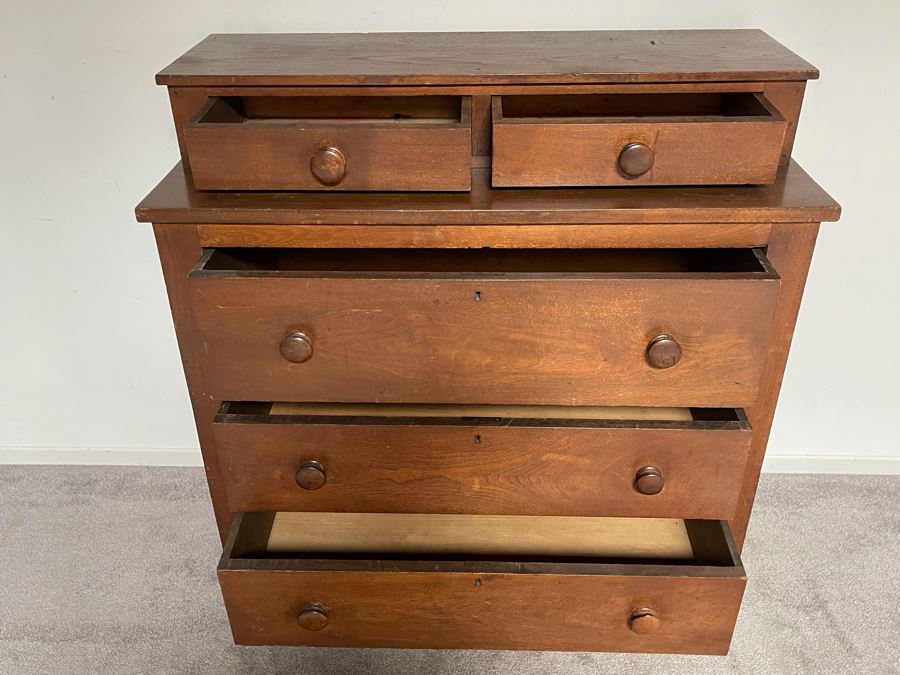Vintage Wooden 5-Drawer Chest Of Drawers Dresser 41W X 19D X 43H [Photo 5]