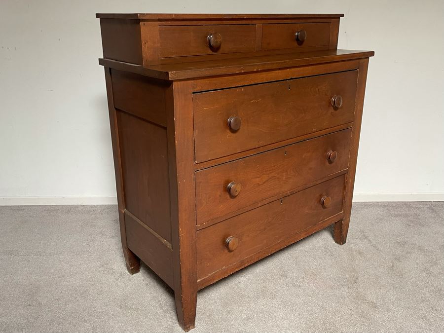 Vintage Wooden 5-Drawer Chest Of Drawers Dresser 41W X 19D X 43H [Photo 8]