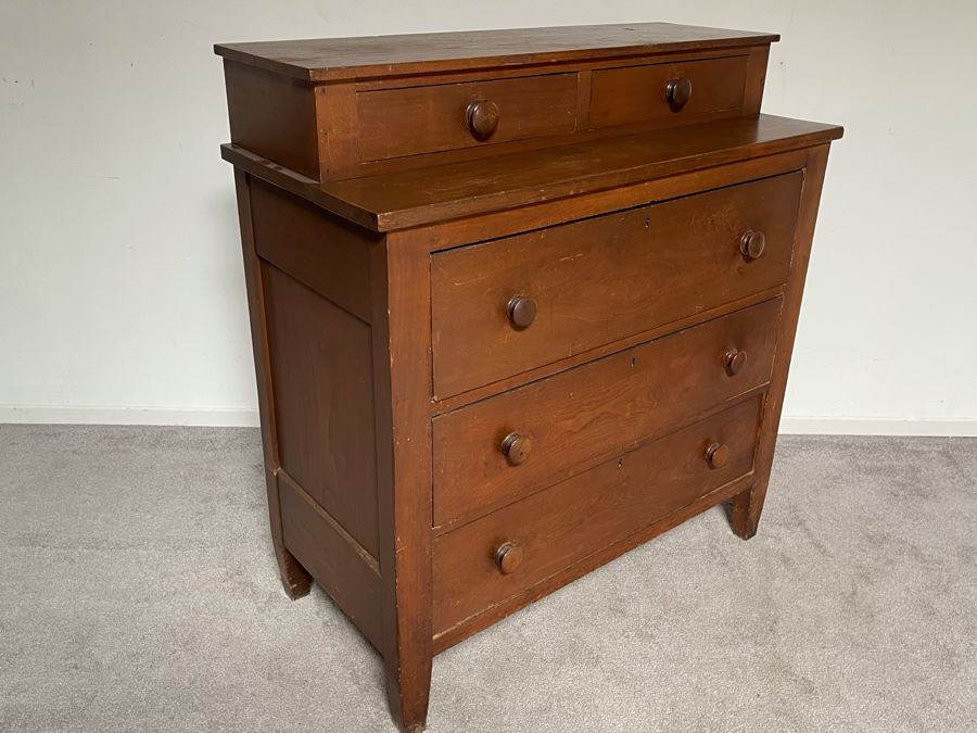 Vintage Wooden 5-Drawer Chest Of Drawers Dresser 41W X 19D X 43H [Photo 9]