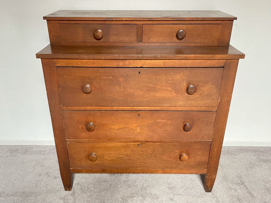 Vintage Wooden 5-Drawer Chest Of Drawers Dresser 41W X 19D X 43H