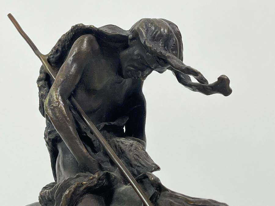 James Earle Fraser Bronze Statue On Marble Base Titled End Of The Trail 12W X 6D X 14.5H [Photo 9]