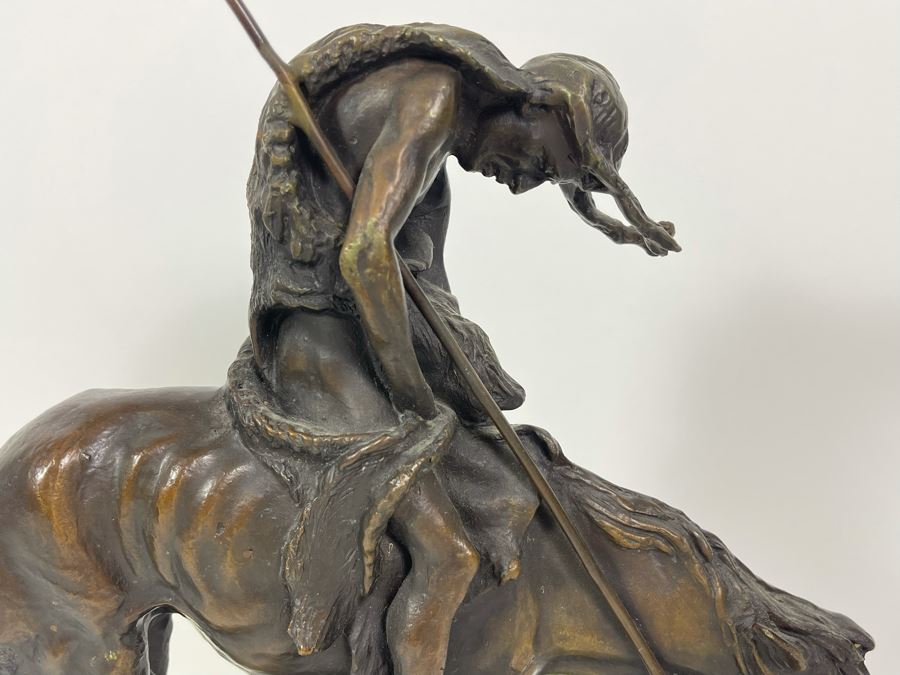 James Earle Fraser Bronze Statue On Marble Base Titled End Of The Trail 12W X 6D X 14.5H [Photo 4]
