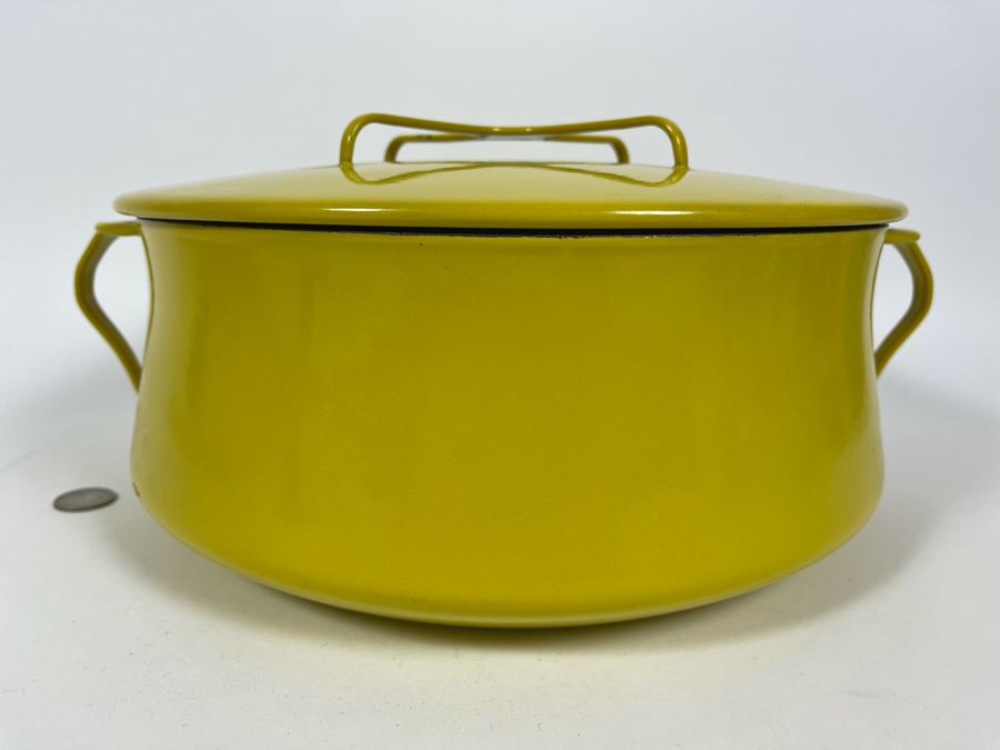 Dansk Design Enamel Handled Pot Dutch Oven With Lid Yellow France 15W X 6.5H [Photo 4]