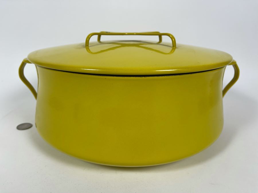 Dansk Design Enamel Handled Pot Dutch Oven With Lid Yellow France 15W X 6.5H [Photo 3]