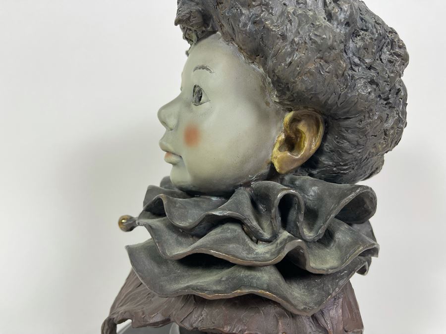 Artist Renée 1992 Limited Edition Bronze Bust Titled 'L'Enfant Peirrot' 4 Of 24 8'W X 12.5'H [Photo 8]