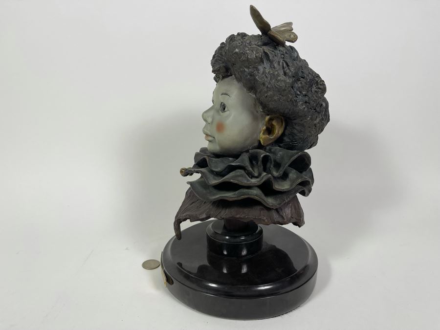 Artist Renée 1992 Limited Edition Bronze Bust Titled 'L'Enfant Peirrot' 4 Of 24 8'W X 12.5'H [Photo 7]