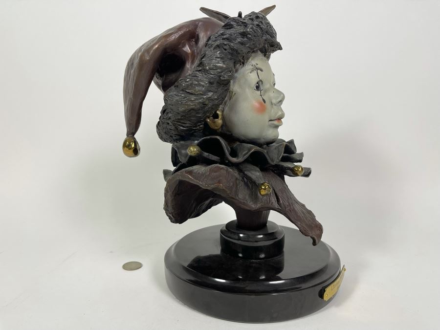 Artist Renée 1992 Limited Edition Bronze Bust Titled 'L'Enfant Peirrot' 4 Of 24 8'W X 12.5'H [Photo 15]