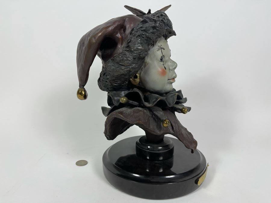 Artist Renée 1992 Limited Edition Bronze Bust Titled 'L'Enfant Peirrot' 4 Of 24 8'W X 12.5'H [Photo 14]